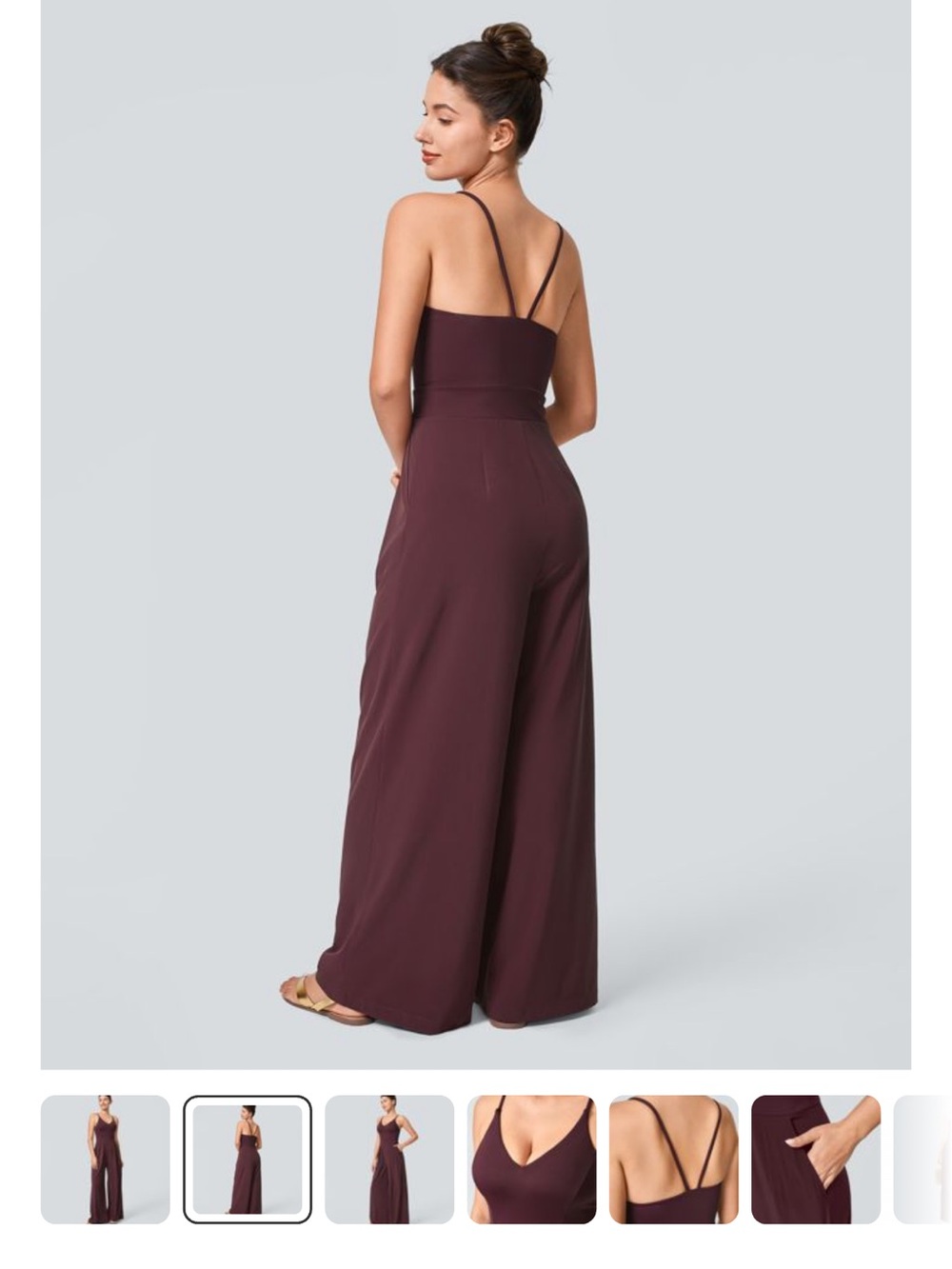 Halara Sleeveless Wide-Leg Jumpsuit in Deep Plum - Picture 2 of 7